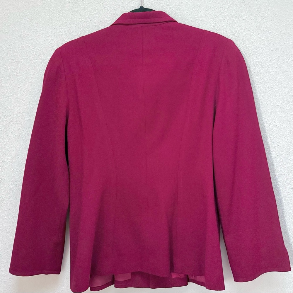 Vintage 90s Christian Dior Burgundy Wool Peplum Jacket - Picture 6 of 6